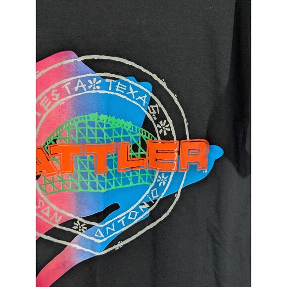 Vintage Fiesta Texas Rattler Roller Coaster Black T-Shirt Mens XL Single Stitch - Picture 5 of 8